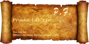 Pruska Fóris névjegykártya